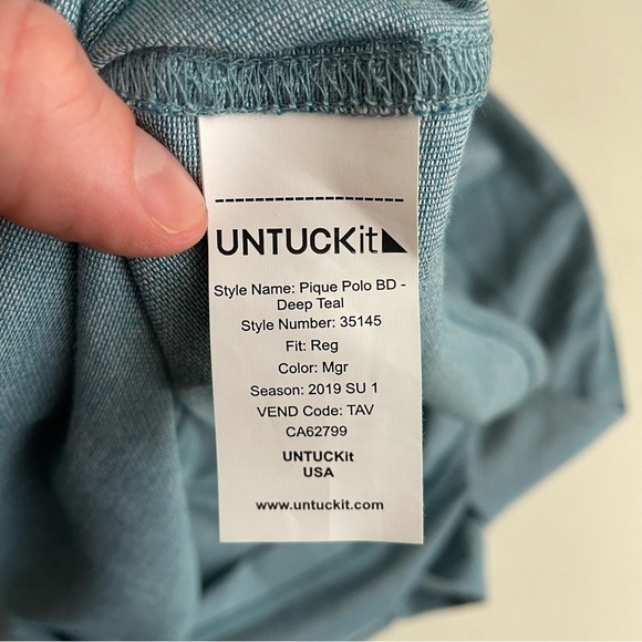 UNTUCKit Pique Polo Button Down Shirt Deep Teal Men’s Size XXL Regular Fit - Picture 5 of 7